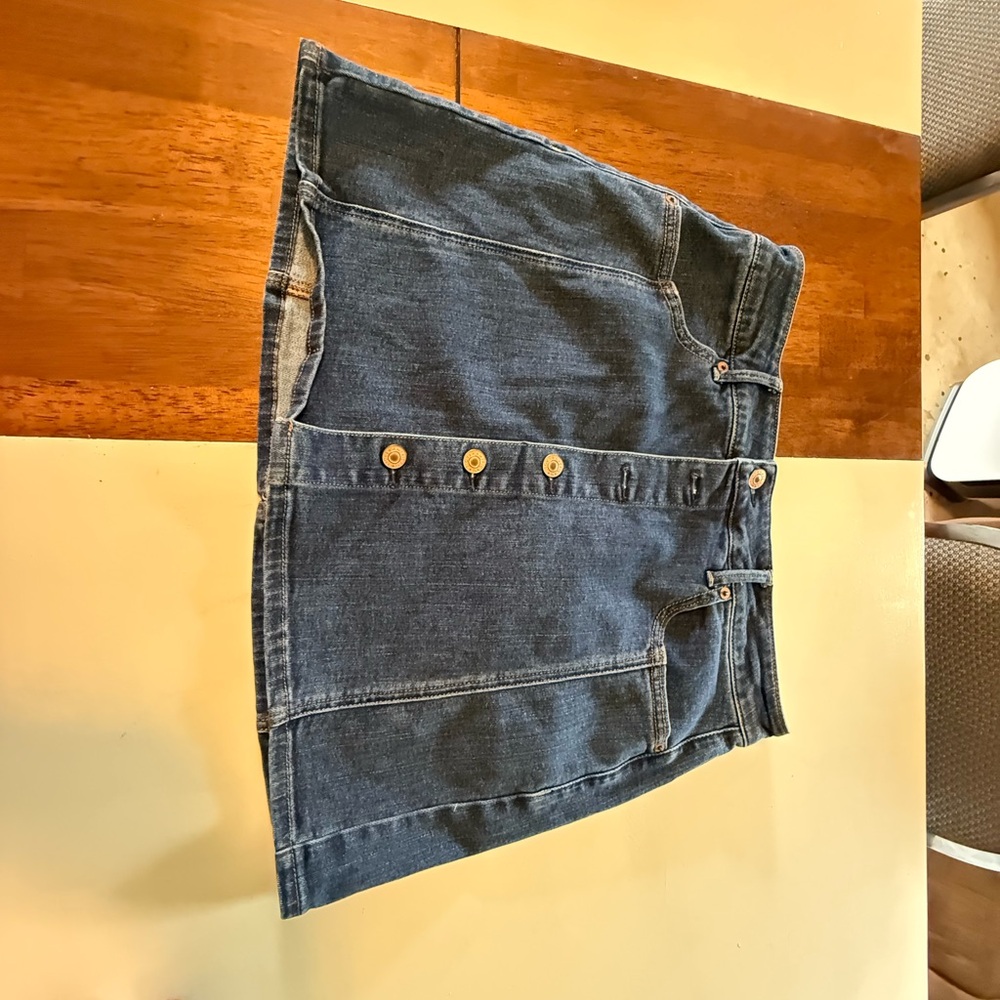 Denim Button-Front Skirt